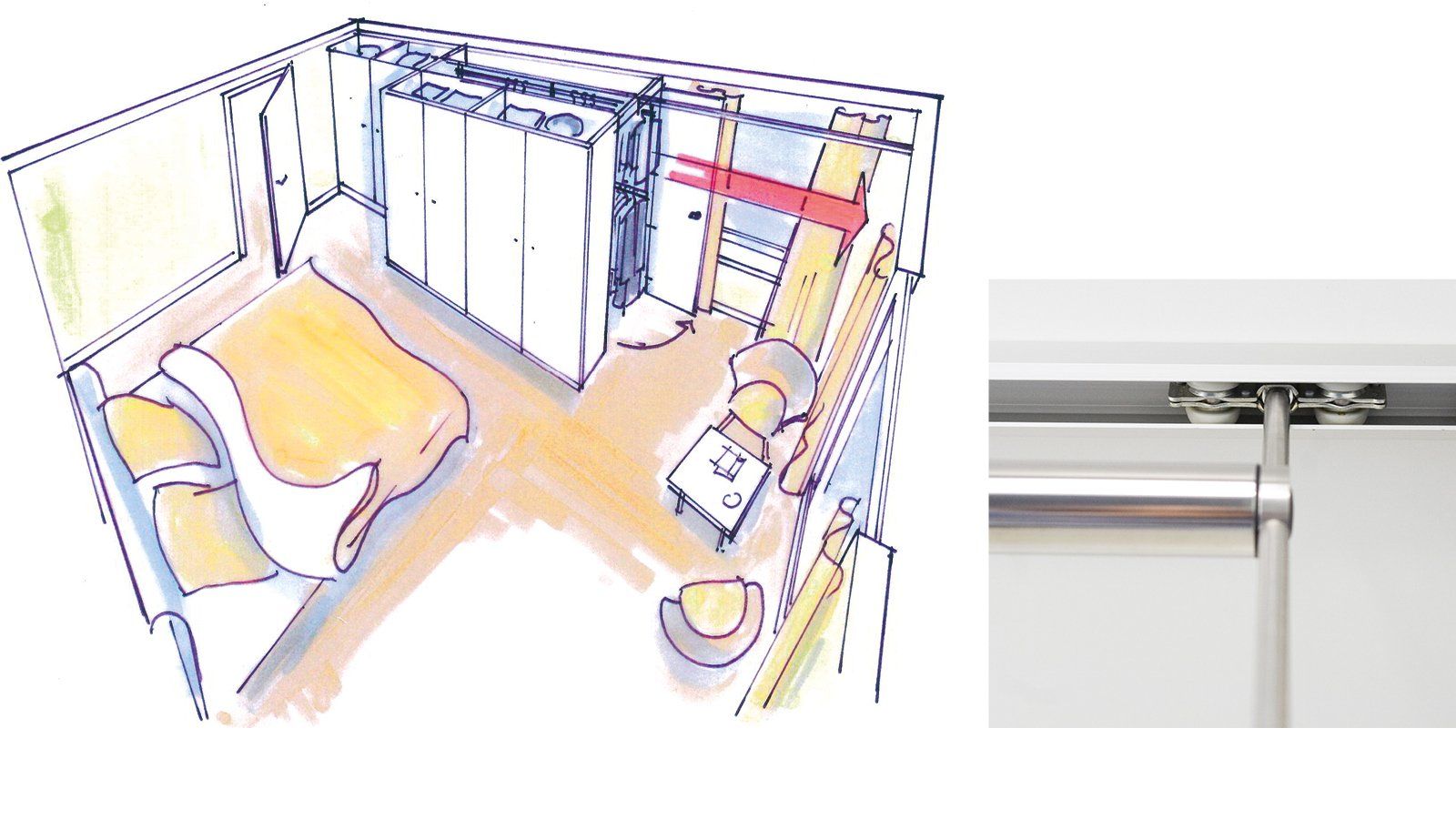 Der dressglider wird aus dem Schrank herausgezogen