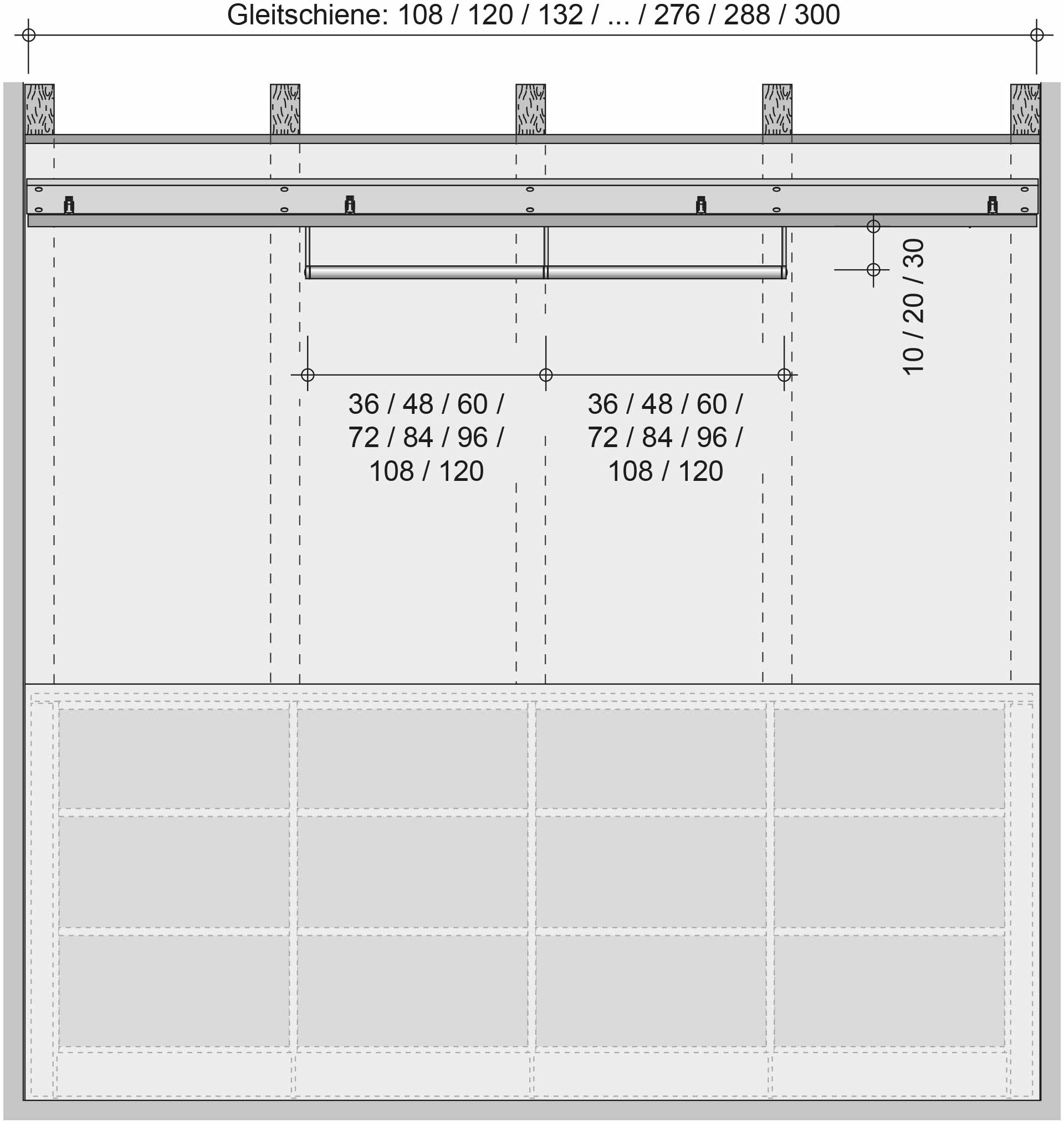 dressglider-Planung: Gleiter und Gleitanschluss in Dachschräge, Zeichnung