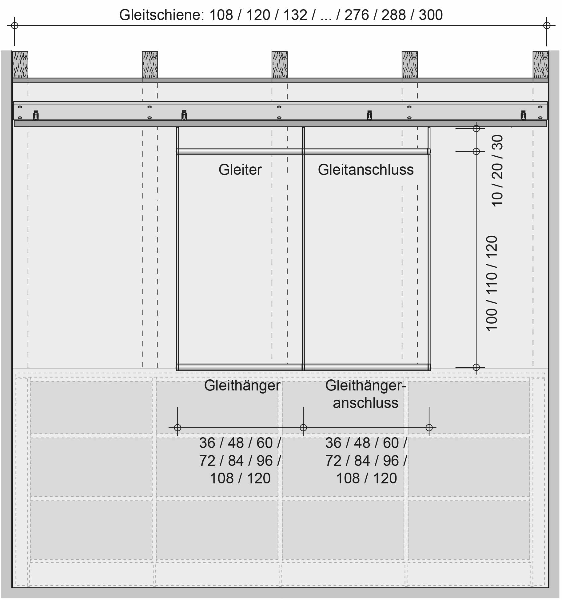 dressglider-Planung: Gleiter, Gleithänger und Gleitanschluss Dachschräge, Zeichnung 2 dressglider-Planung: Gleiter, Gleithänger und Gleitanschluss Dachschräge, Zeichnung 2
