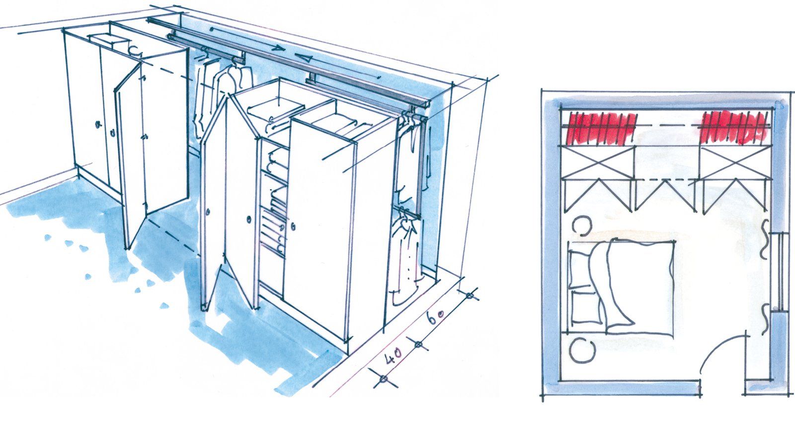 Der dressglider hinter einem Schrank