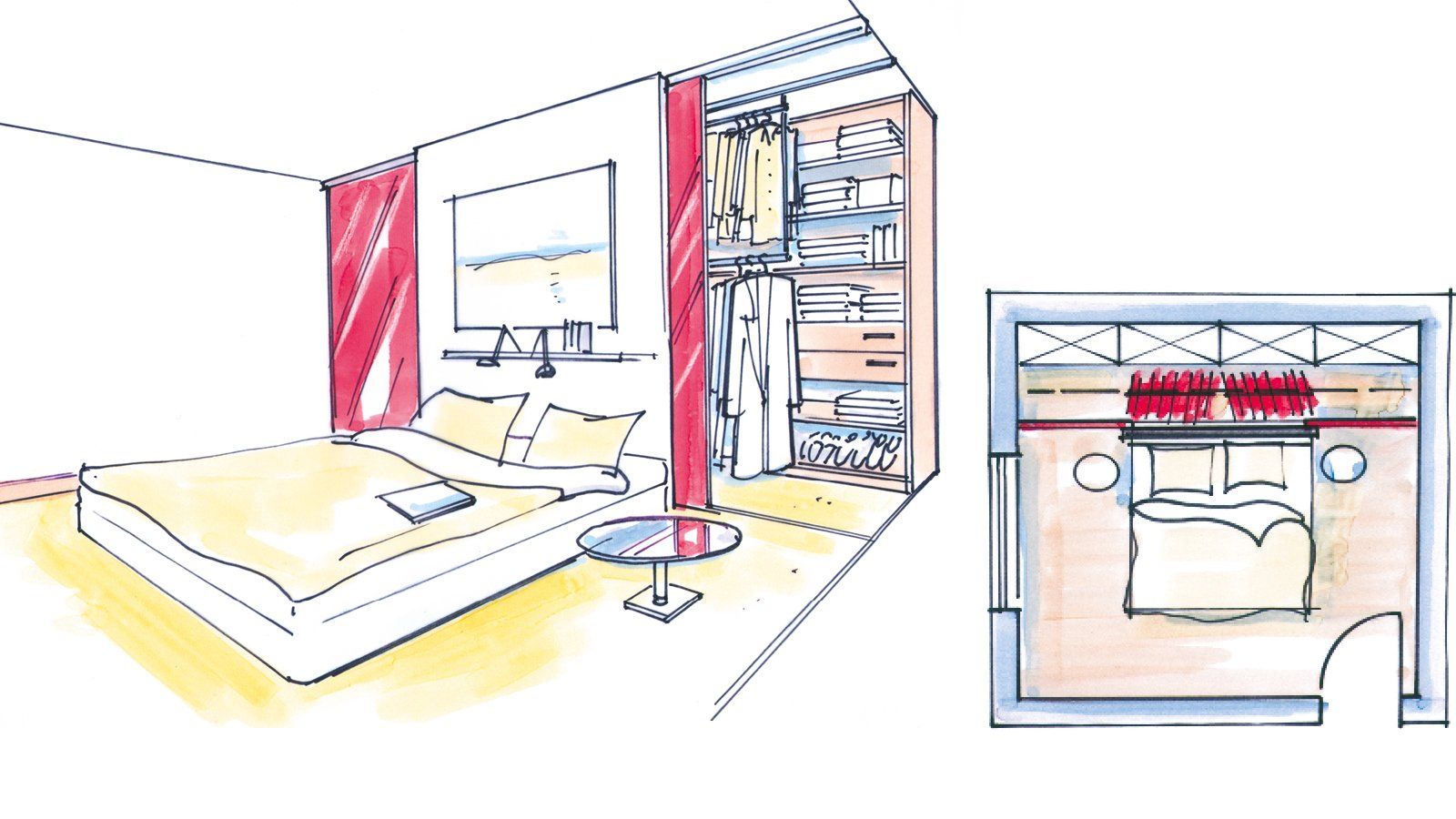 dressglider hinter dem Bett