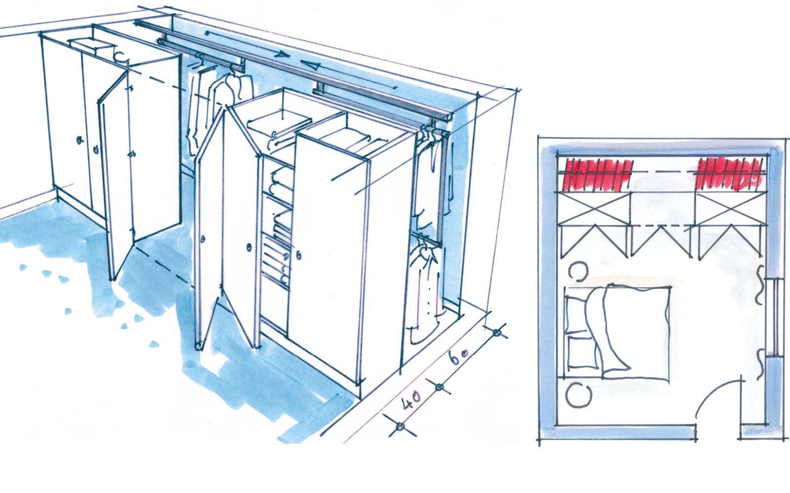 Doppelte Garderobenfläche mit dem dressglider