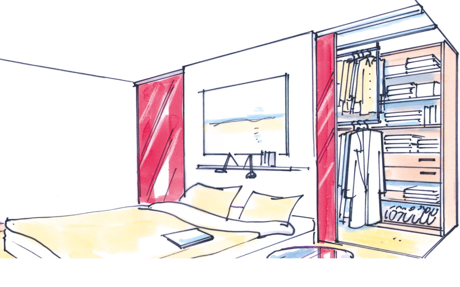 dressglider hinter dem Bett