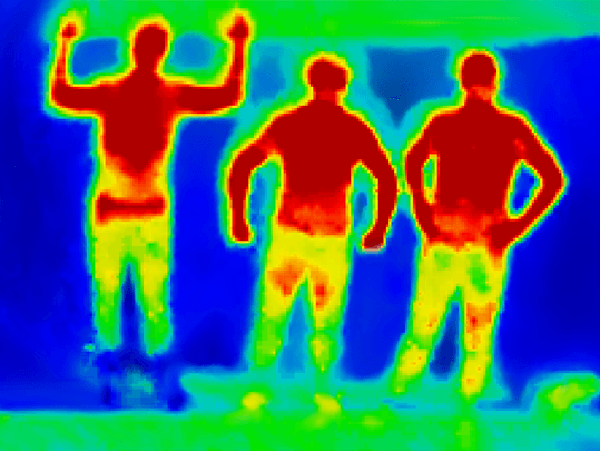 thermal image of 6 persons recorded with infrared thermopile array