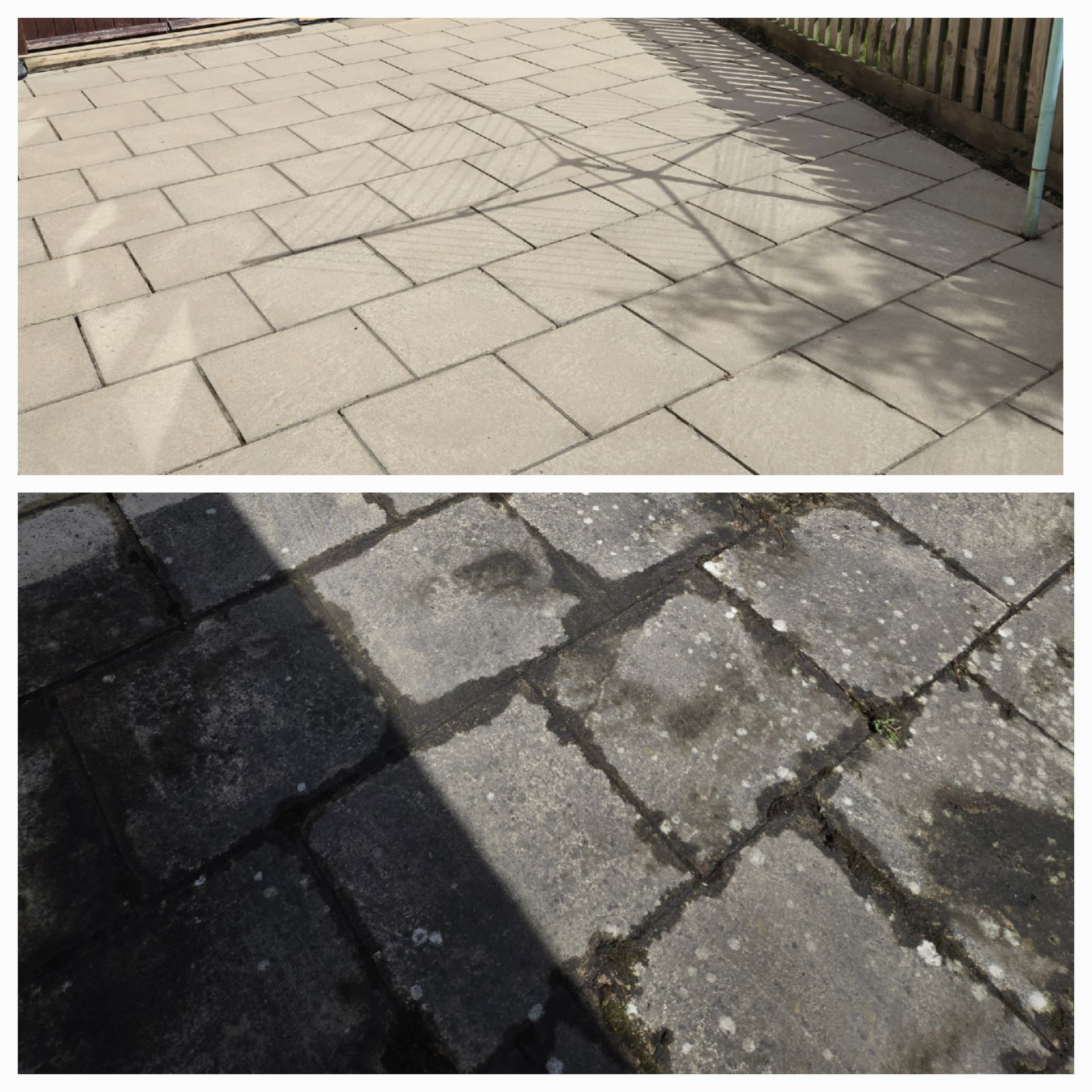 Patio cleaning before and after