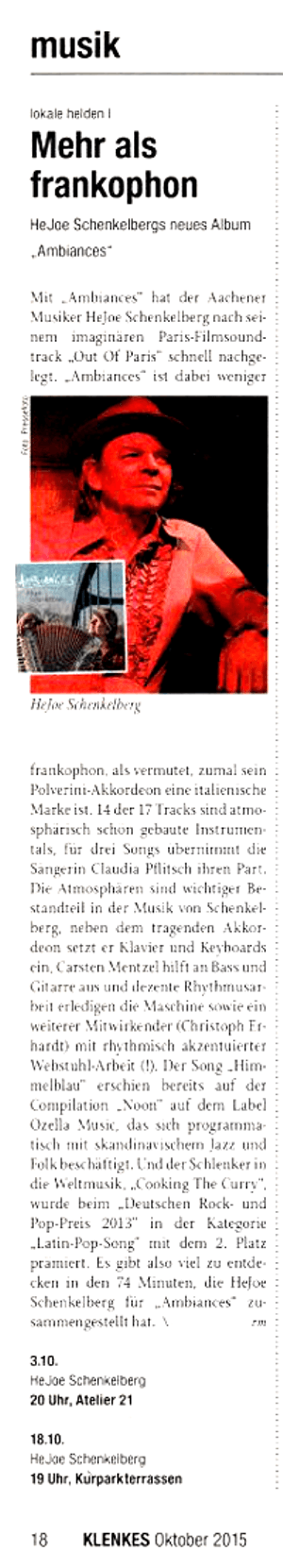 Lokale Helden: Mehr als frankophon, Klenkes Oktober 2015 Lokale Helden: Mehr als frankophon