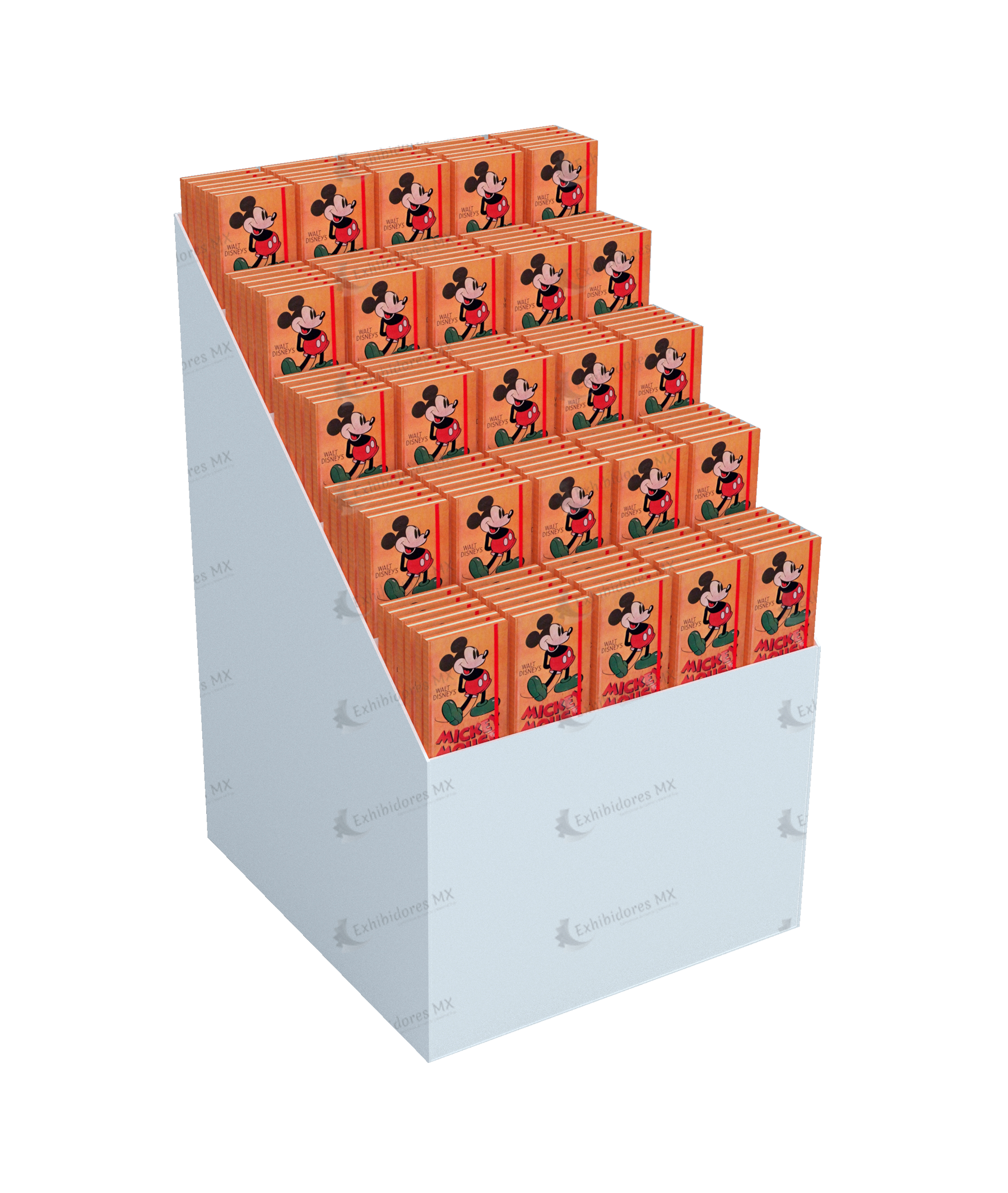 Exhibidor escalonado render