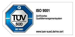Wir sind nach DIN EN ISO 9001 zertifiziert. Wir sind nach DIN EN ISO 9001 zertifiziert.
