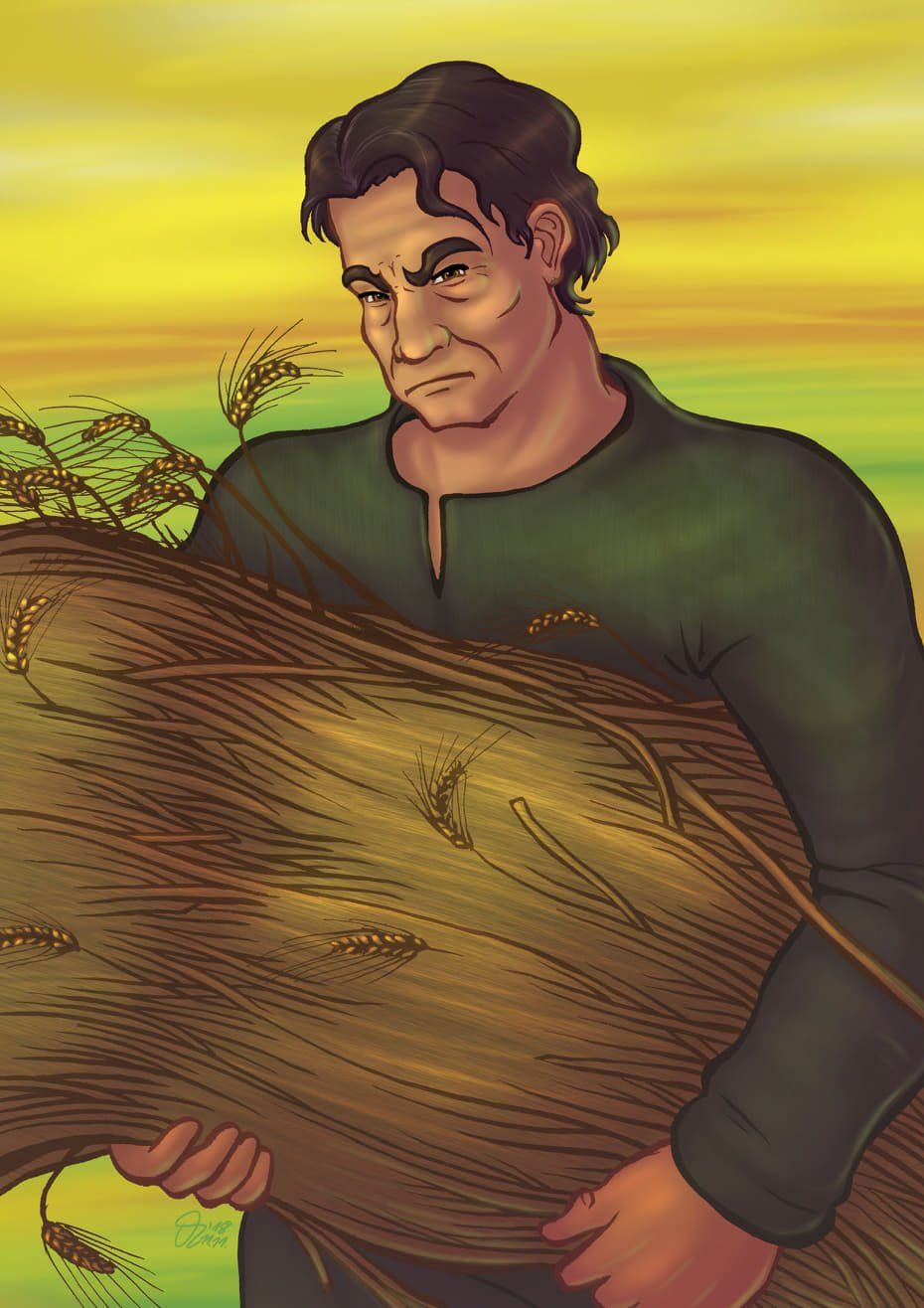 Portrait von Amos O'Connor aus der Dürre-Trilogie von D. K. Berg, gemalt von Deborah Kopanitsak