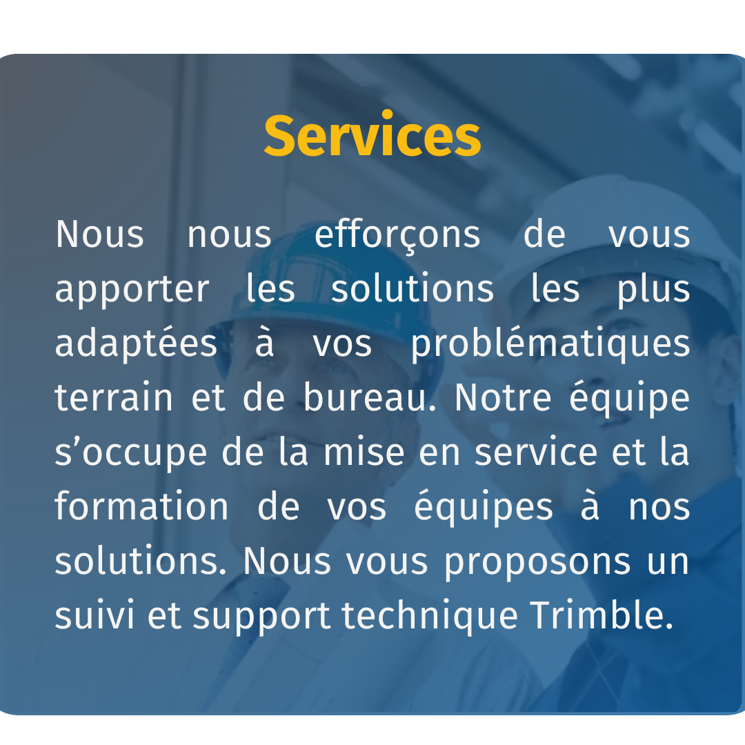 Notre objectif est de vous apporter les solutions les plus adaptées pour faciliter votre travail terrain et bureau et ainsi limiter vos problématiques et vous apporter un gain de temps dans vos projets.