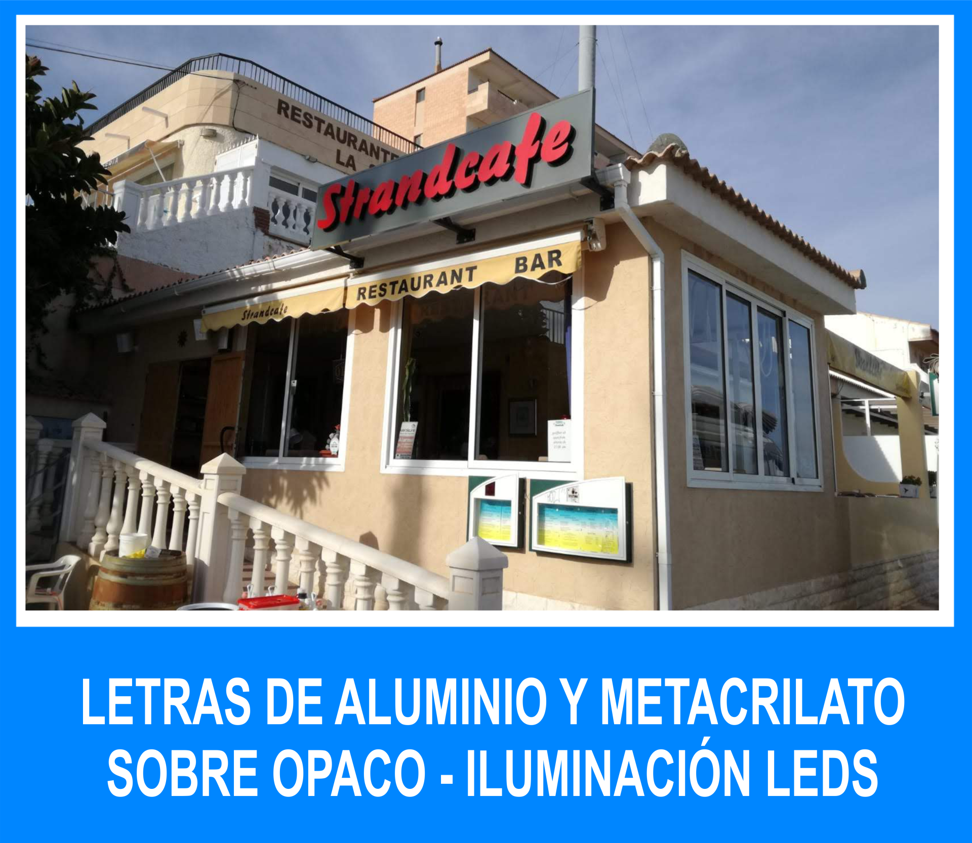 Letras aluminio sobre opaco + leds