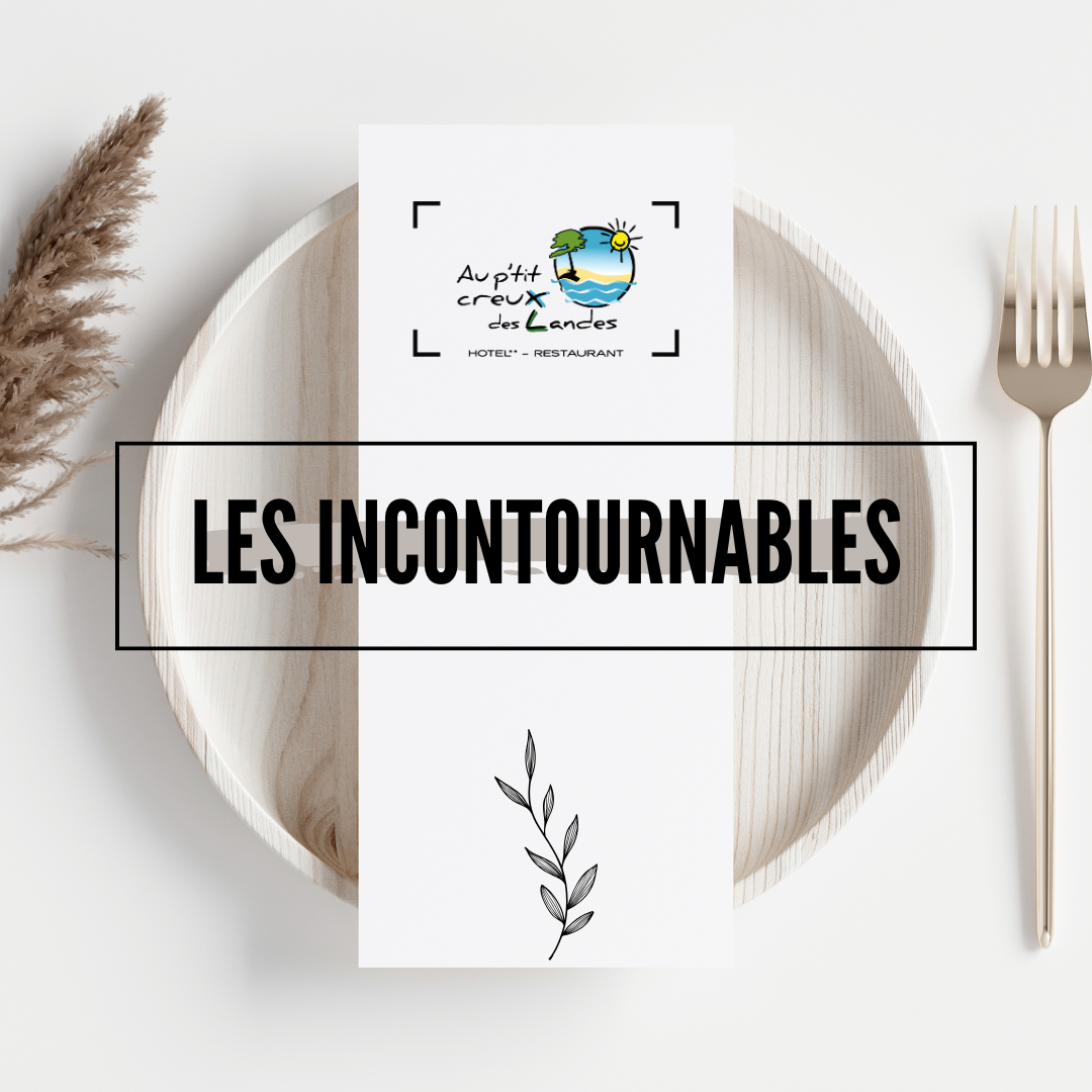 Menu van het restaurant Au P'tit Creux des Landes in Ychoux, met een selectie van essentiële, huisgemaakte gerechten.