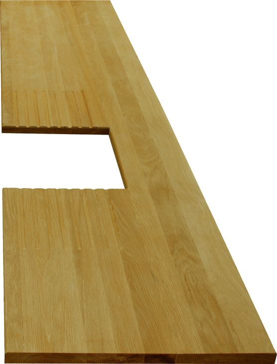 Oak worktop with sink cutout Oak worktop with sink cutout