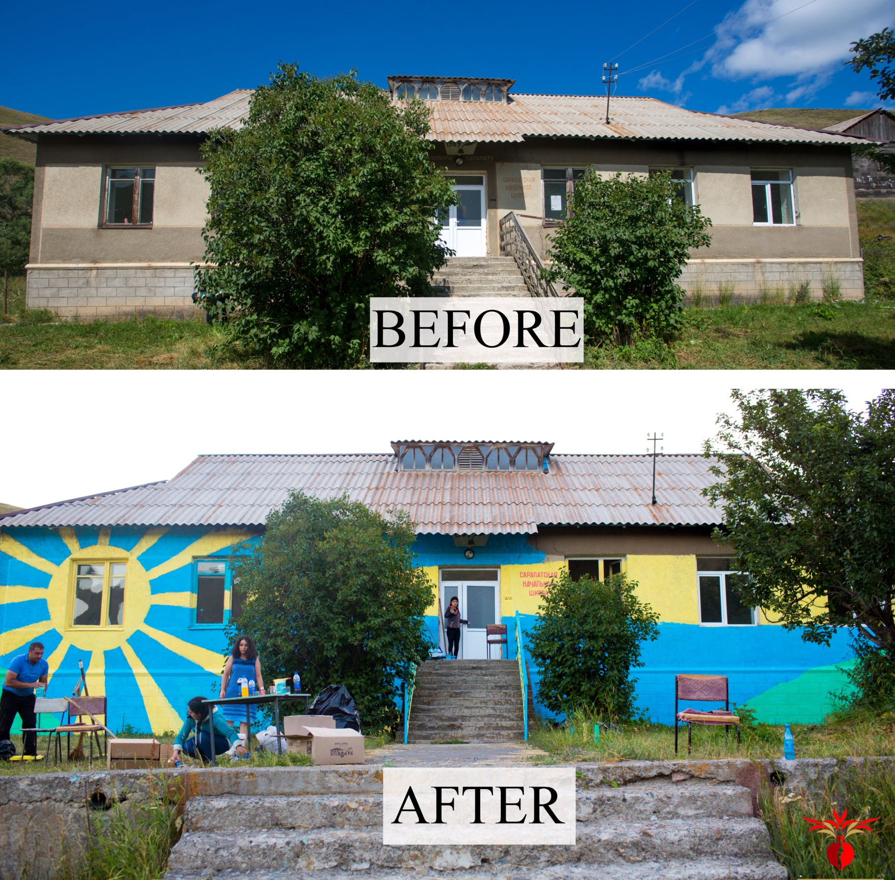 Street art before and after