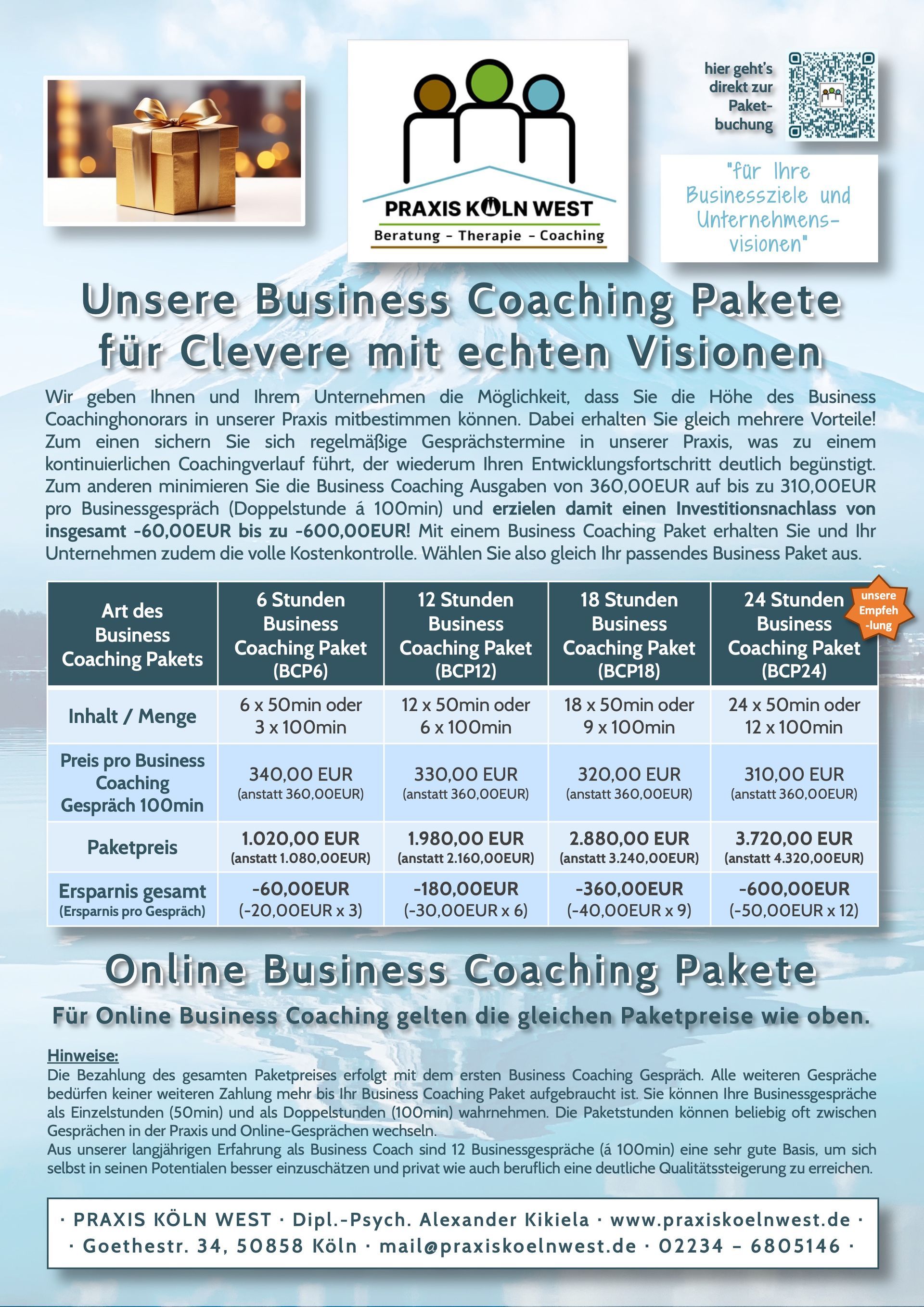 Übersicht Pakete Business Coaching Übersicht Pakete Business Coaching