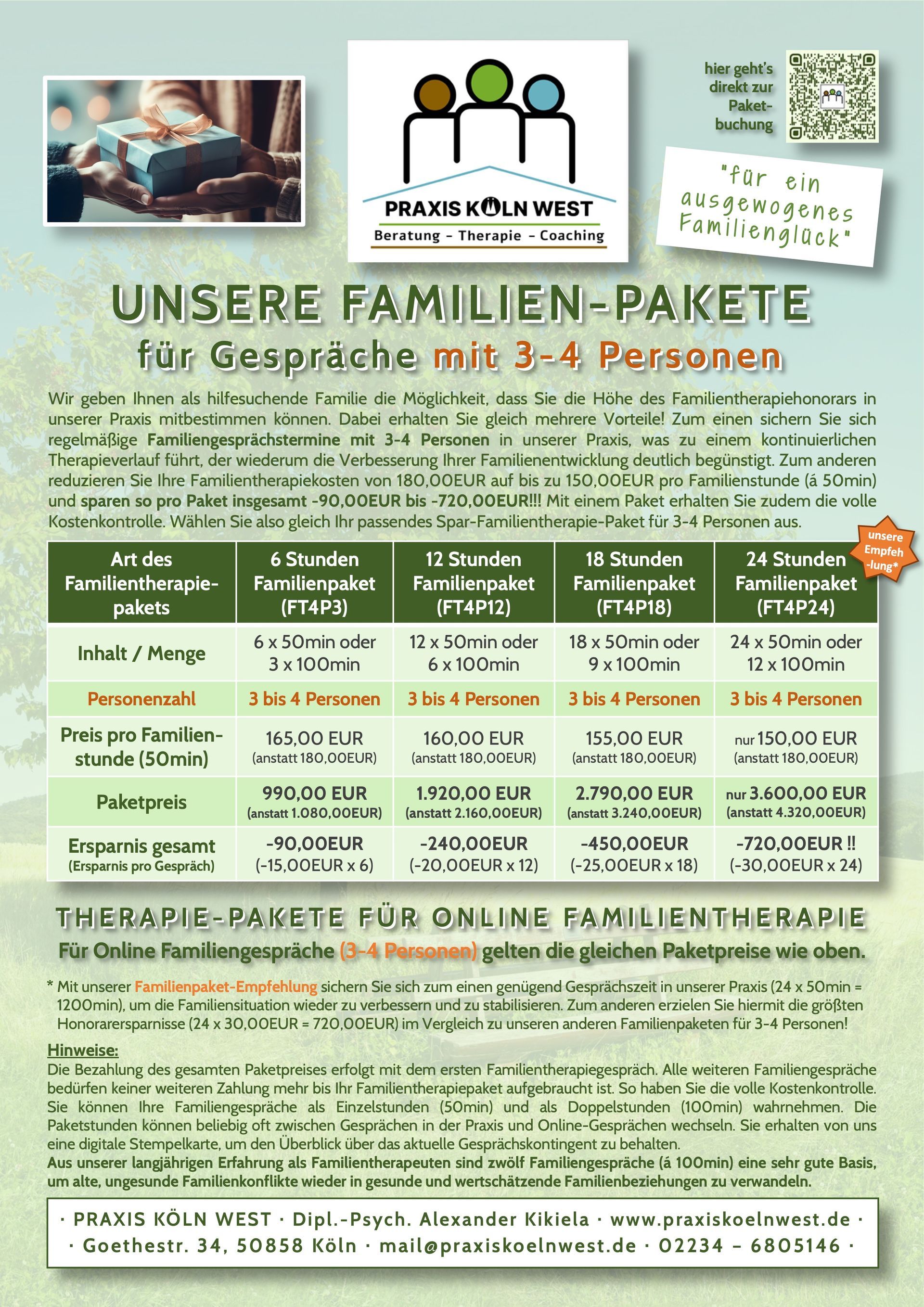 Übersicht Pakete Familientherpapie Übersicht Pakete Familientherpapie