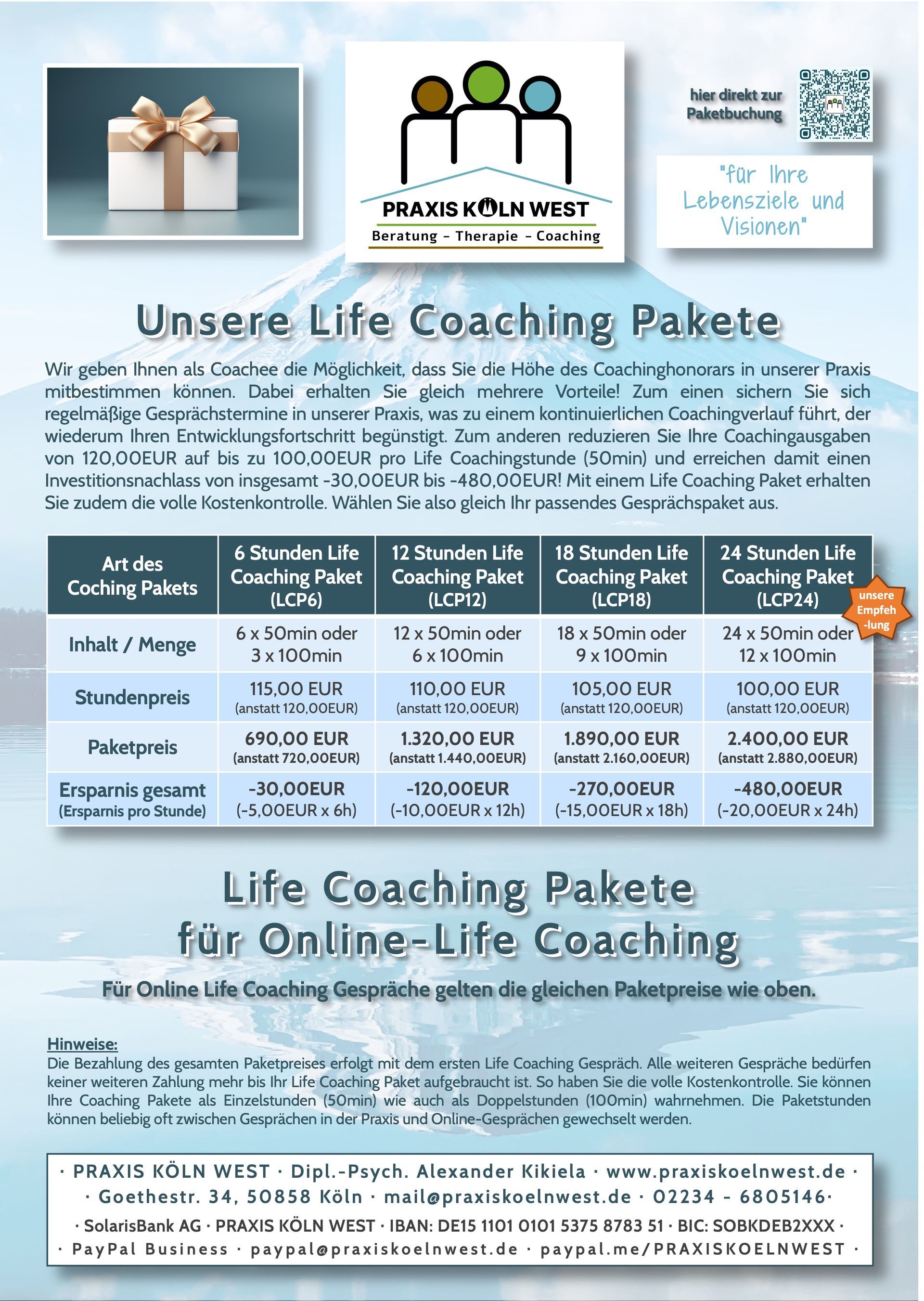 Übersicht Life Coaching Pakete