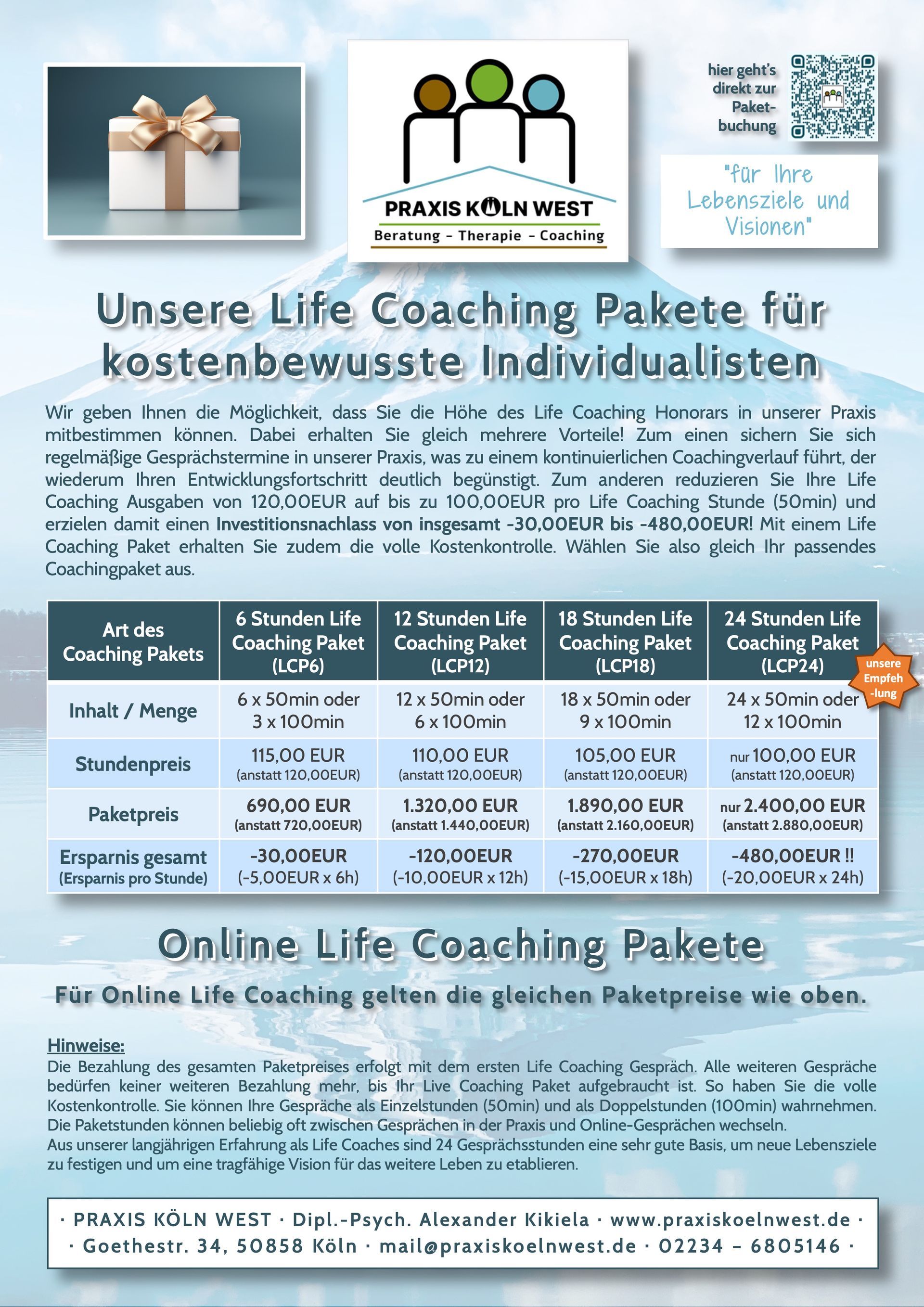 Übersicht Life Coaching Pakete Übersicht Life Coaching Pakete