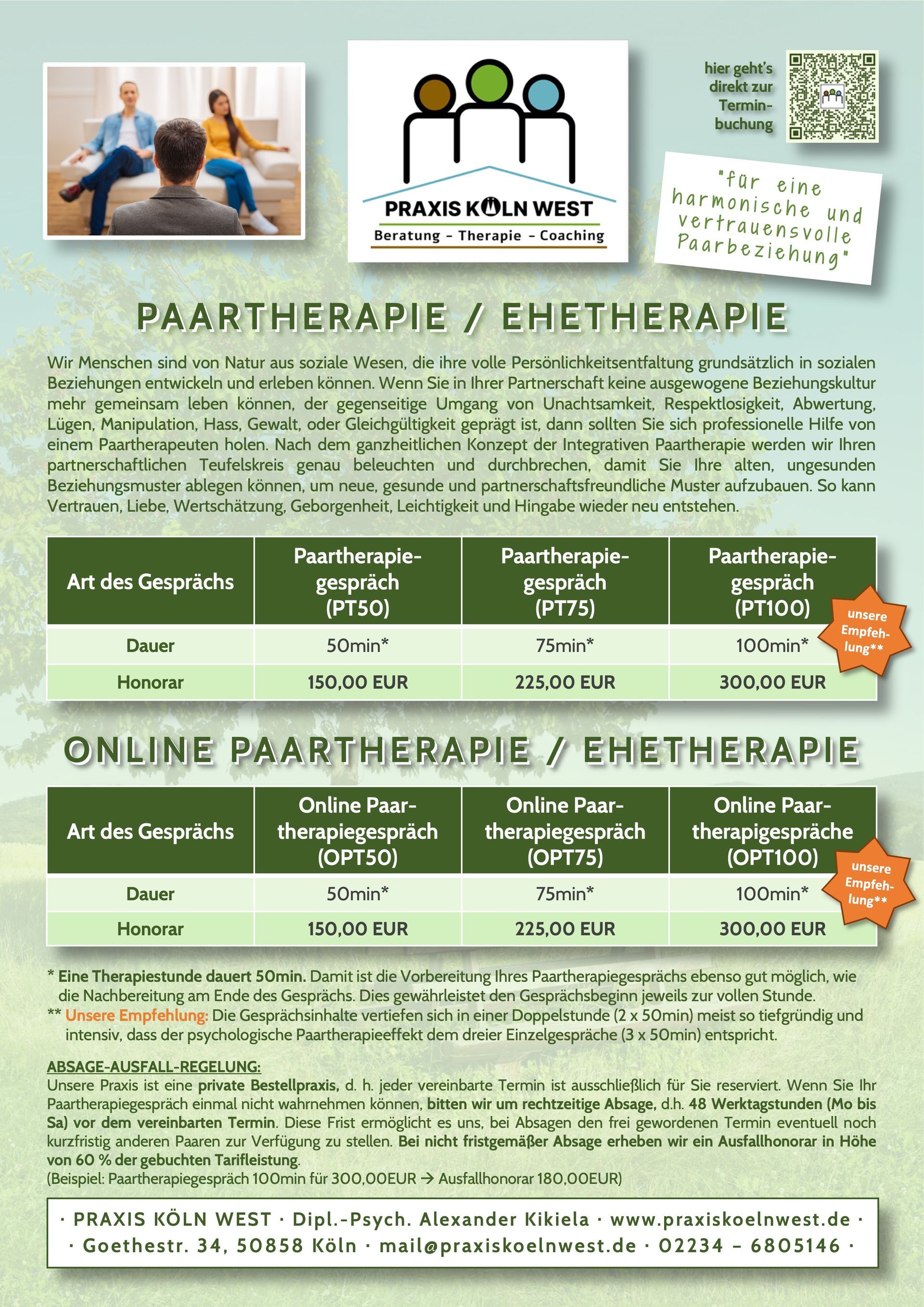 Übersicht Gespräche für Paartherapie und Ehetherapie Übersicht Gespräche für Paartherapie und Ehetherapie