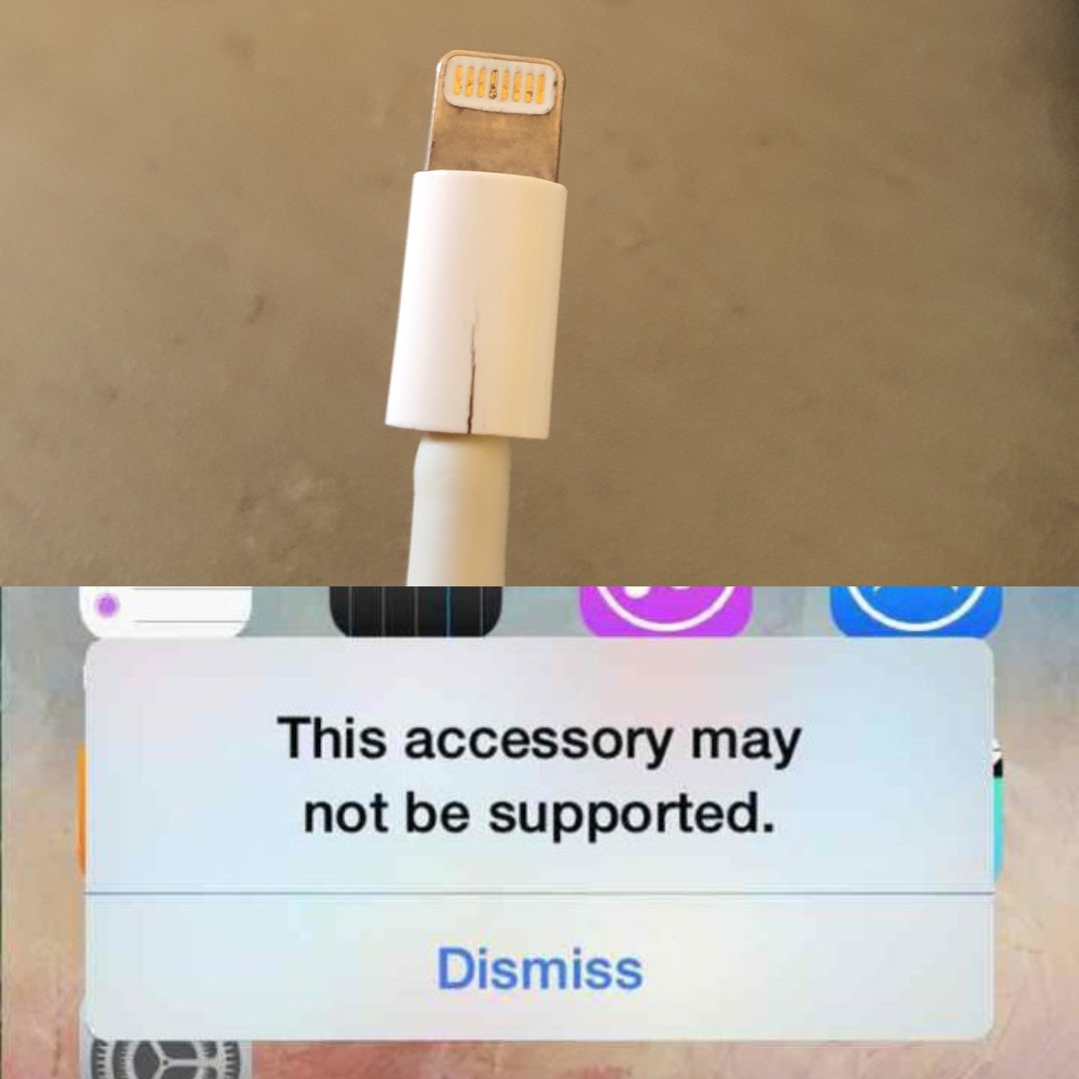 lightning cable, accessory not supported