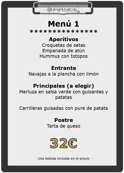 Menú 1 Hotel para grupo en Vigo