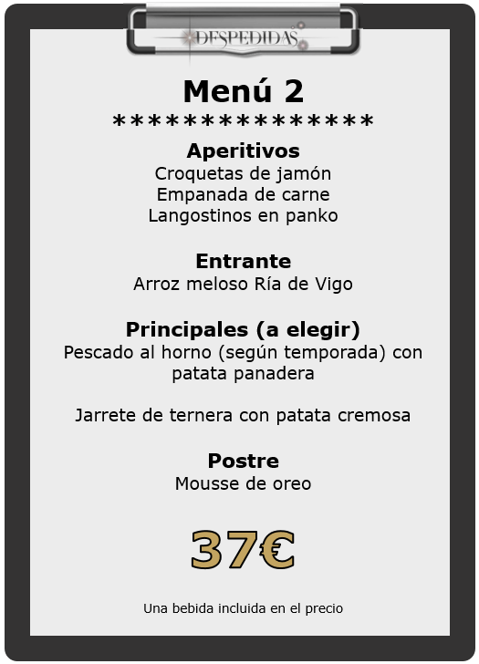 Menú 2 Hotel para grupo en Vigo