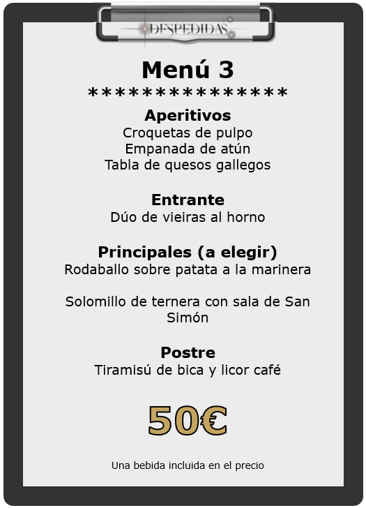 Menú 3 Hotel para grupo en Vigo