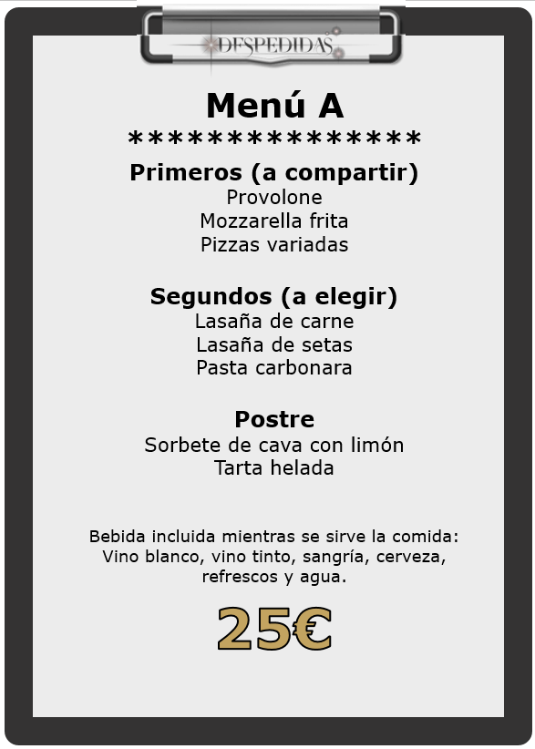 Menú A para despedidas en Vigo