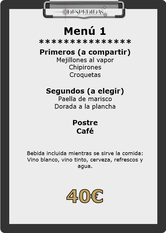 Menú 1 Restaurante tradicional Sanxenxo