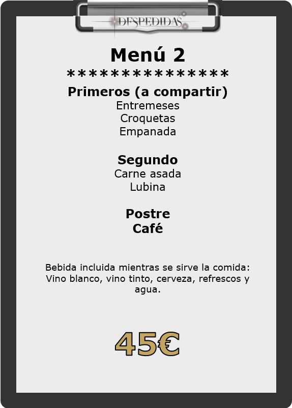 Menú 2 Restaurante tradicional Sanxenxo