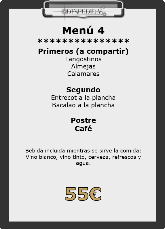 Menú 4 Restaurante tradicional Sanxenxo