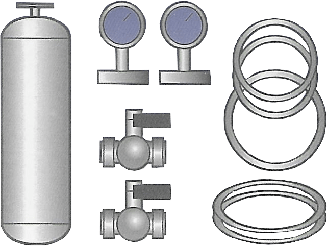 DICHTUNGEN, ADAPTER, ANDRUCKHILFEN, MANOMETER, VERDRÄNGER, RÜCKSPÜLSTÜTZEN, MAGNETSTÄBE, EINBAUHILFEN, SCHRAUBEN, SCHELLEN