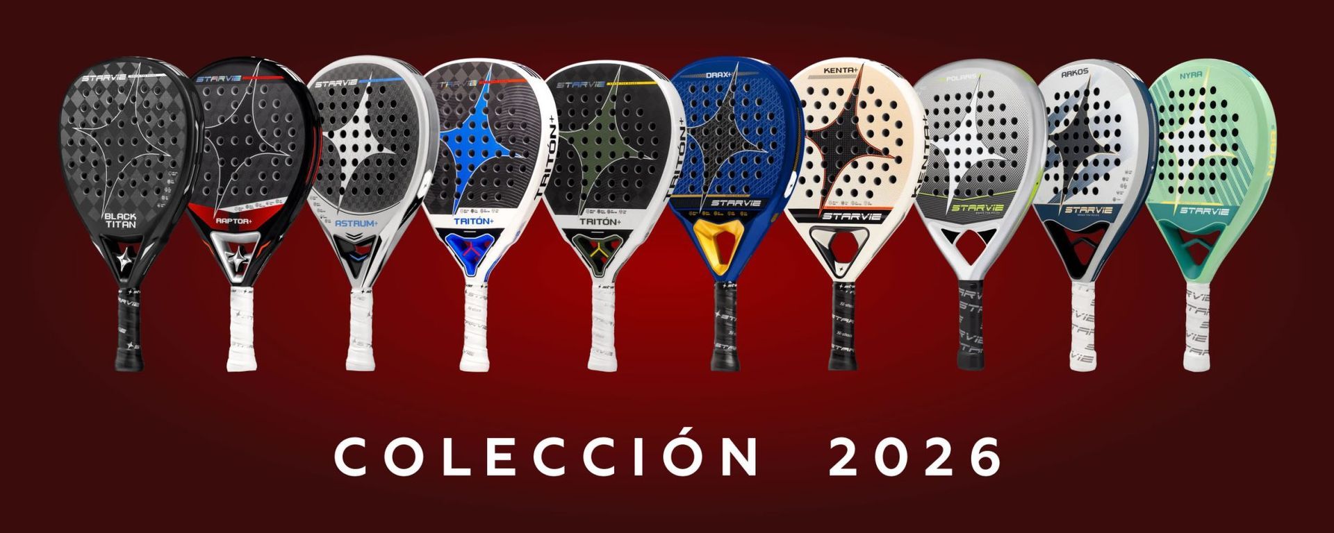 Nueva colección 2026 de palas de pádel Starvie con diferentes modelos y colores