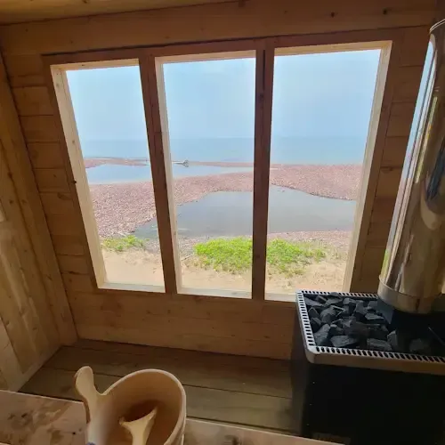 Beautiful view of the lake from the sauna