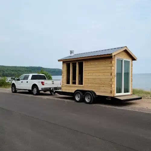 Torch mobile sauna by lake equipped with a torch propane sauna heater