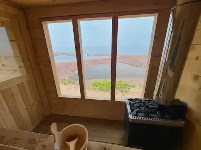 sauna with a view in mobile sauna with Torch gas heater
