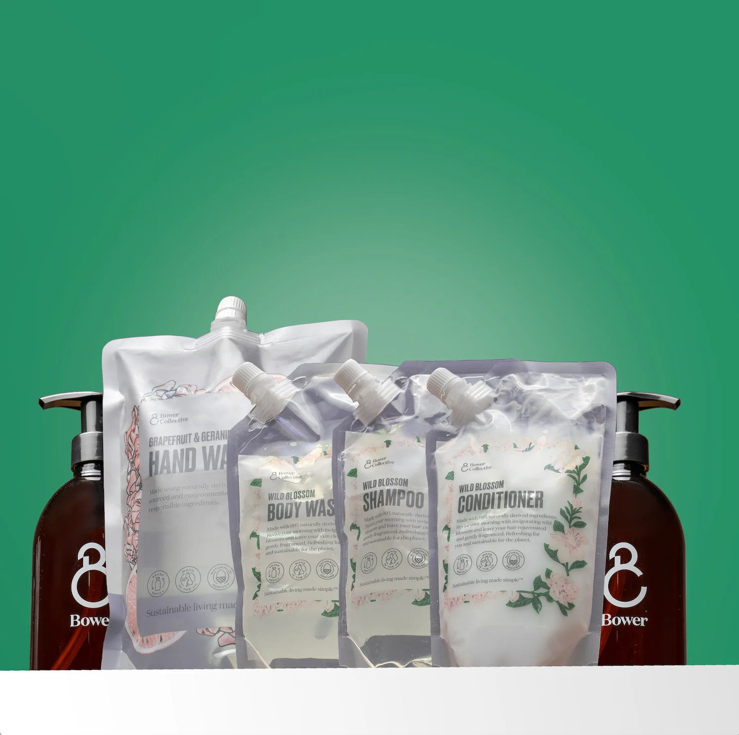 refillable packaging shower kit