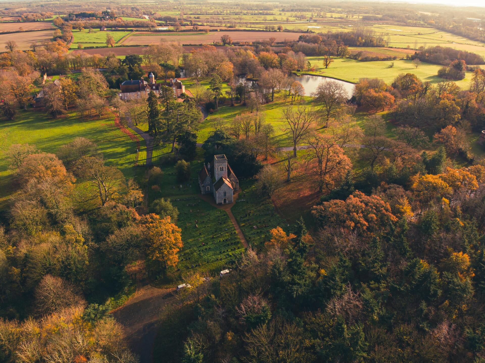 ancient landscape with church