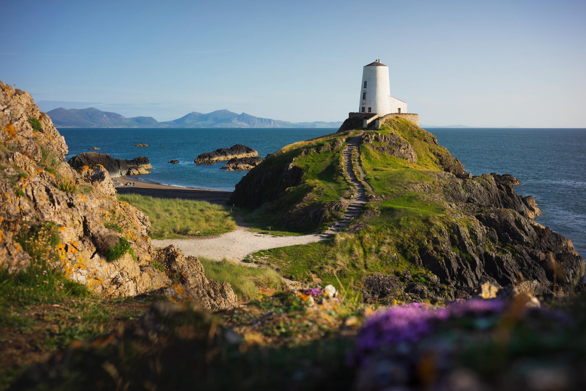 Lighthouse overlooking beach