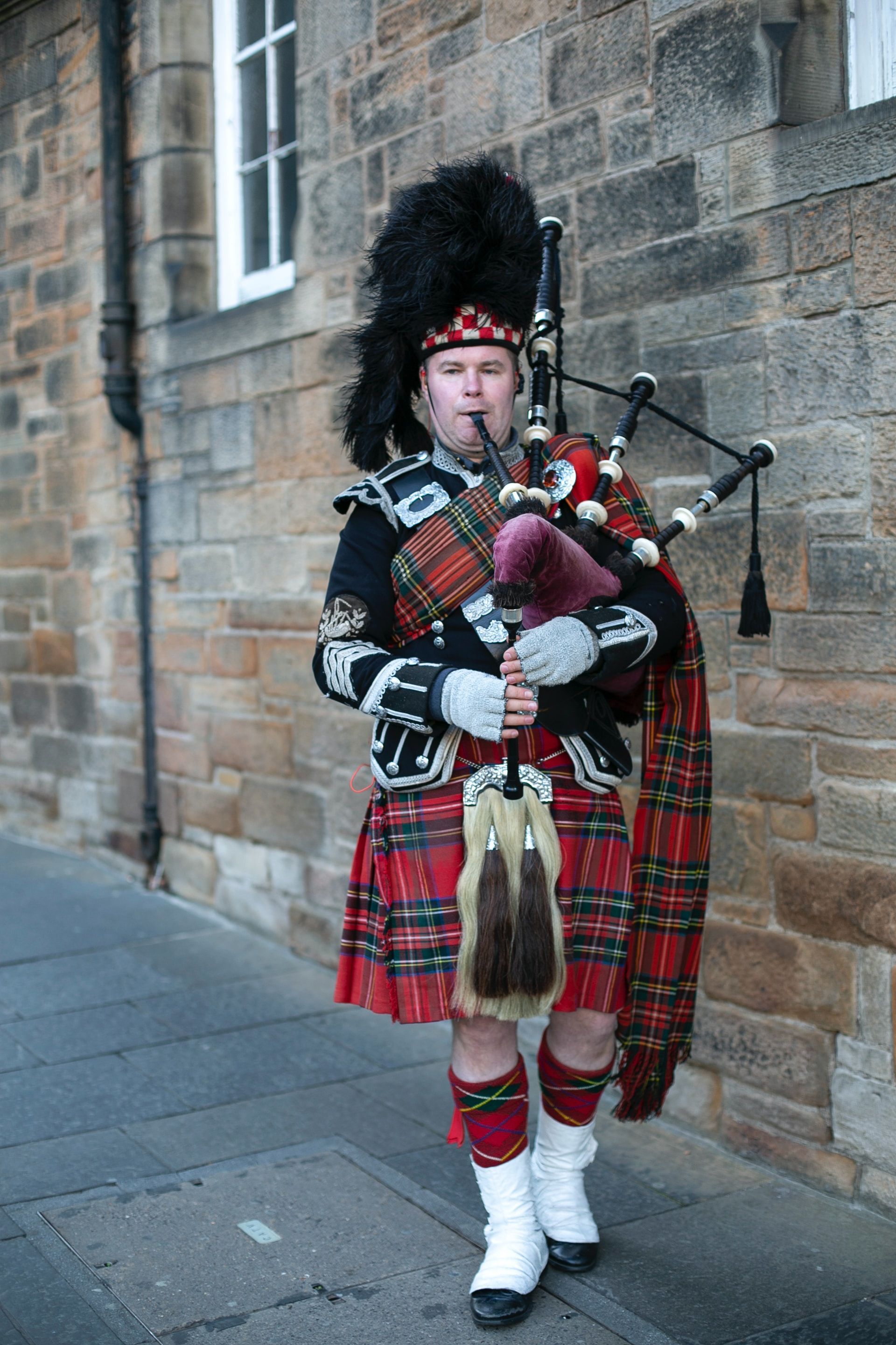 Lone Scottish Piper with Bagpipes