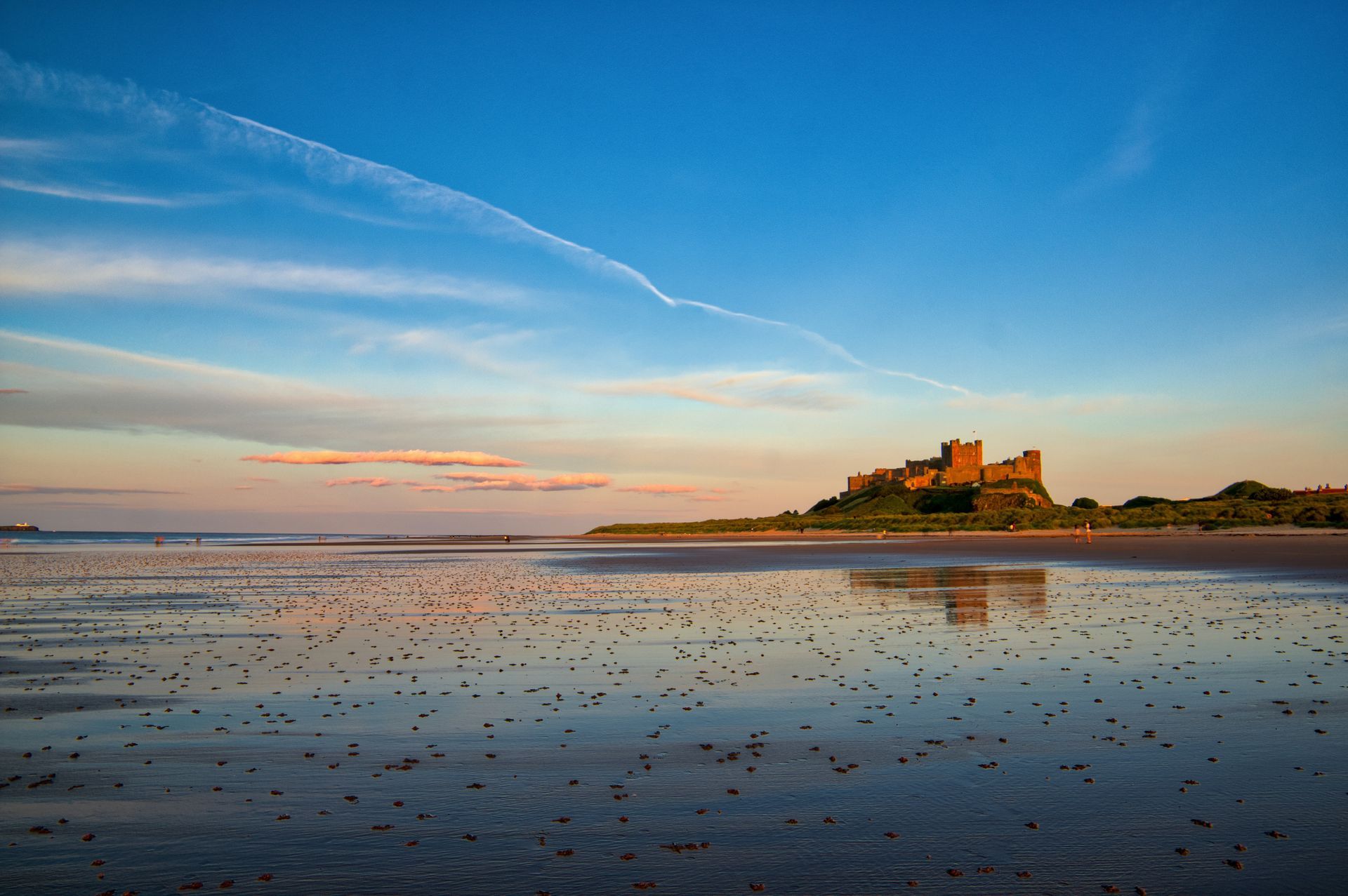 English castle by the sea blue sky
