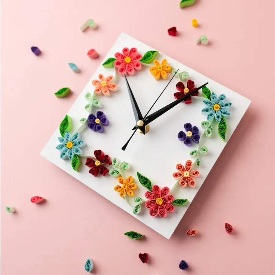 Colourful craft wall clock