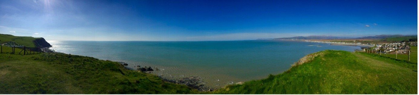 Pano view of Borth from the Wales Coast Path