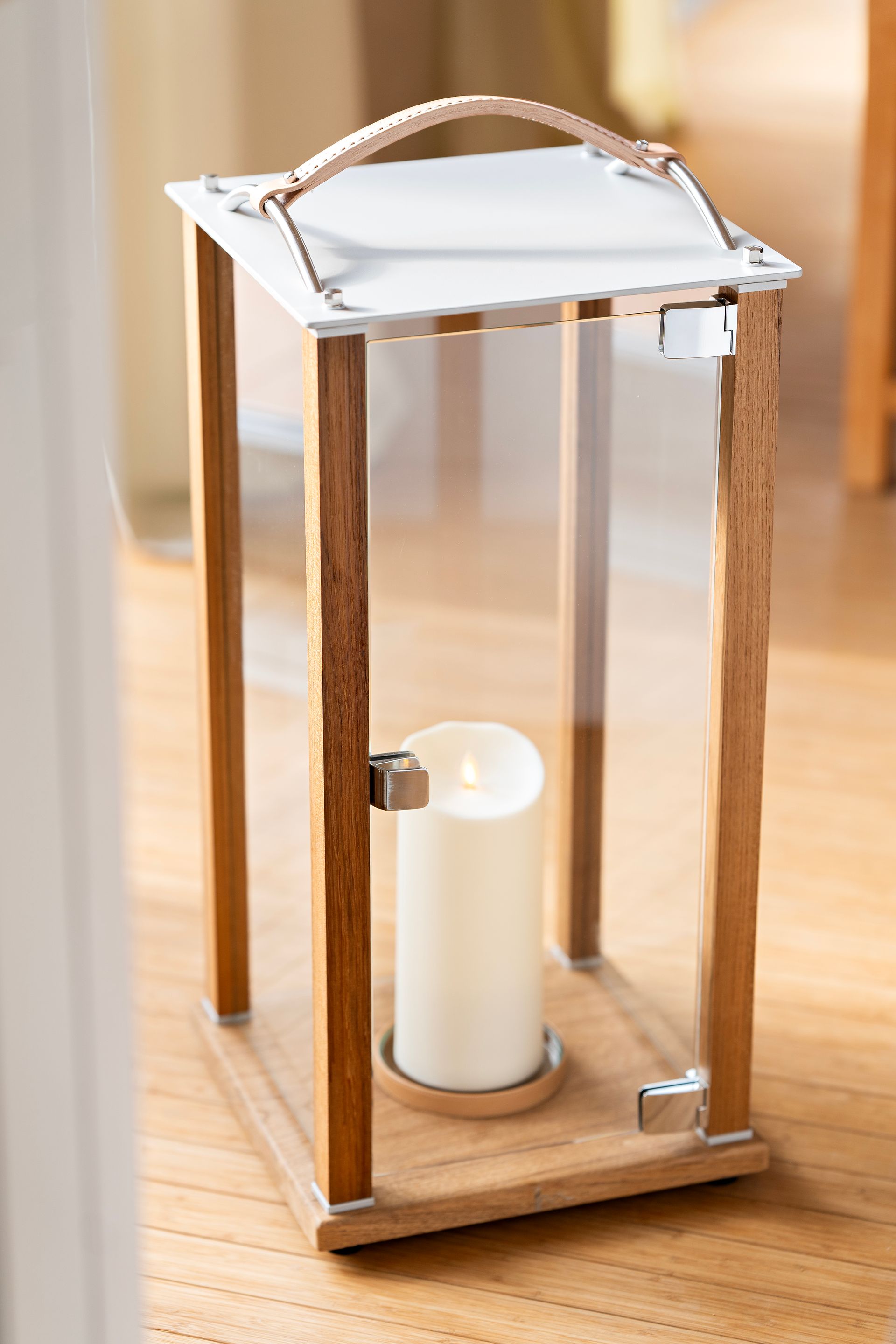 Lineamare lanterns - Sole Line - daylight - with base in teakwood