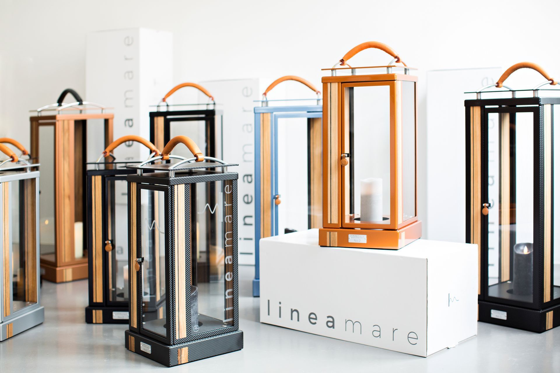 Lineamare lanterns - Yacht Line - model portfolio in different sizes, colours and surfaces