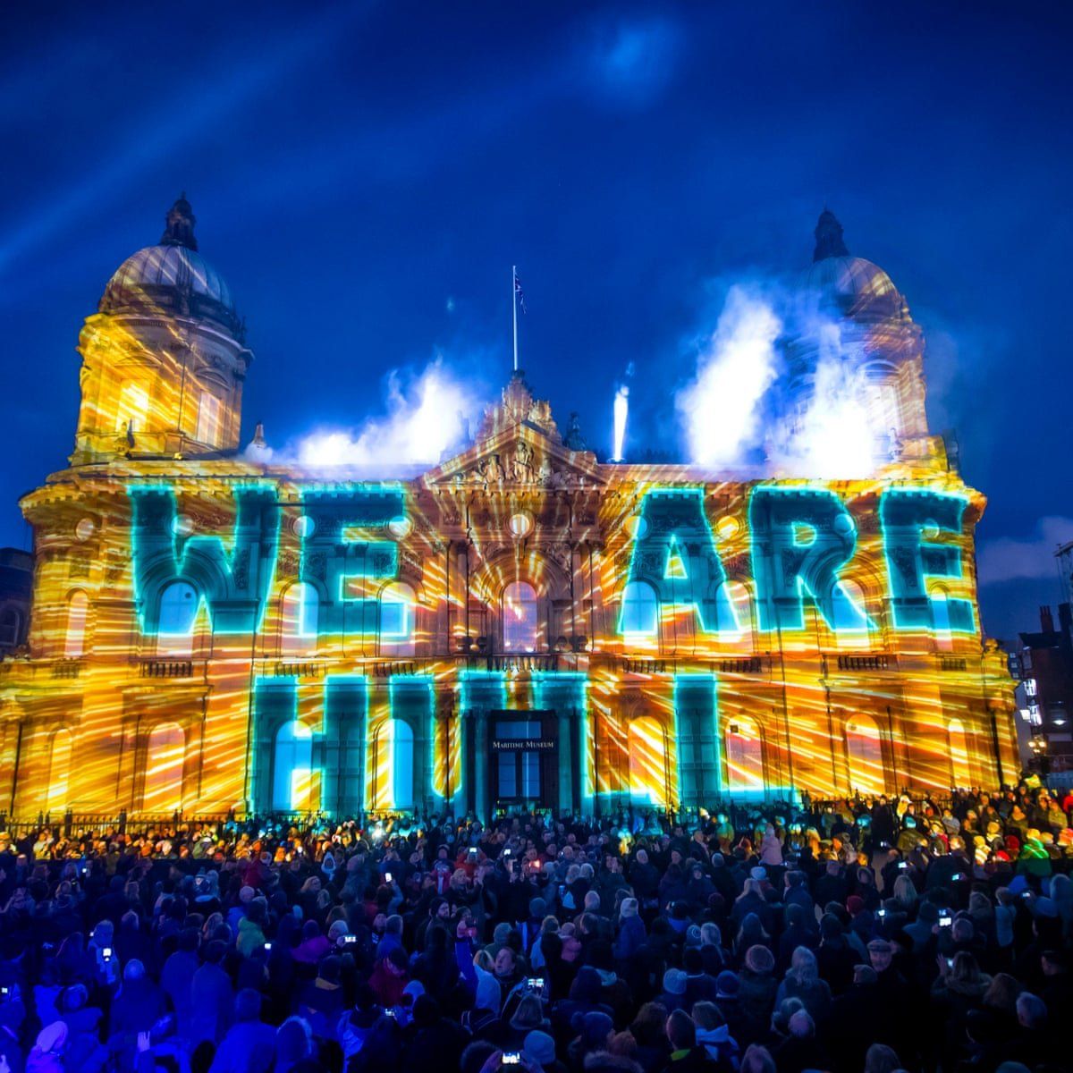 Hull City of Culture museum lit with light display