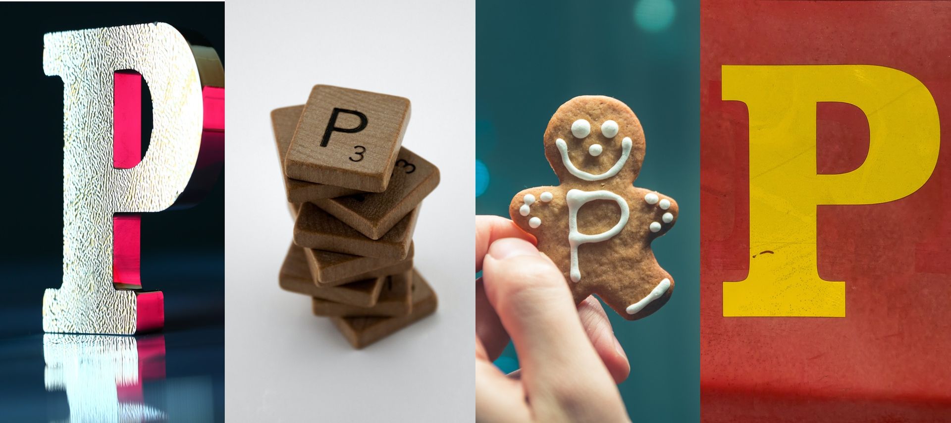 The letter P appearing in different ways and typefaces
