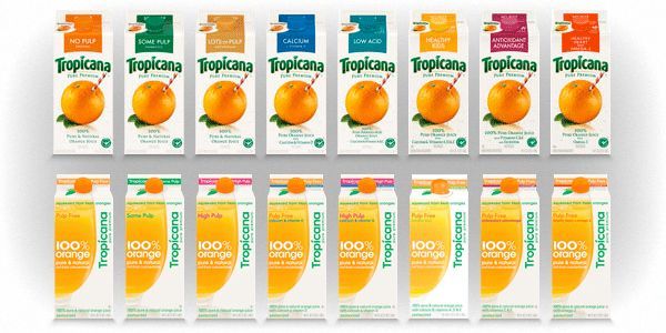 Tropicana packaging redesign before and after