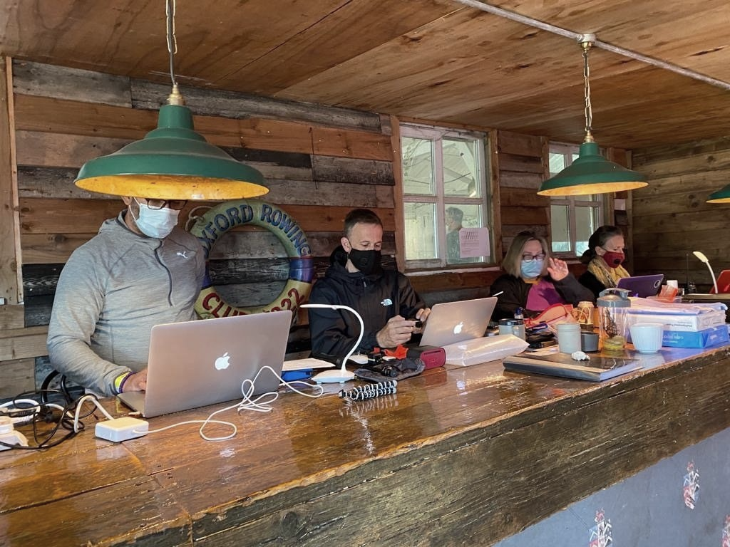 Team on site at work