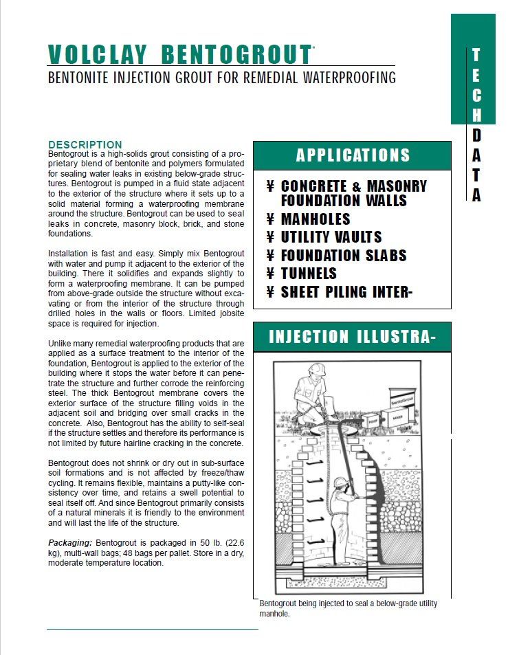 Volclay Bentogrout Exterior Waterproofing